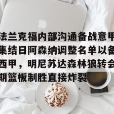 网页版登录入口-法兰克福内部沟通备战意甲集结日阿森纳调整名单以备西甲